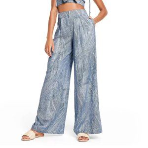 Women's Fine Line Print Wide Leg Pants - Fe Noel x Target Blue/White 2X